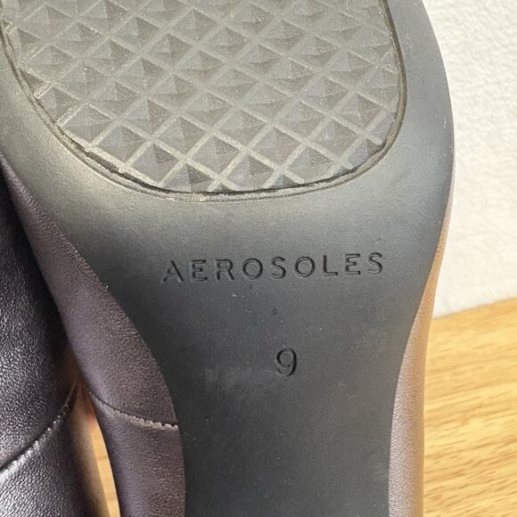 Aerosoles Betsy Mid Heel Pumps Metallic Gunmetal Silver Genuine Leather Size 9 - Picture 11 of 12